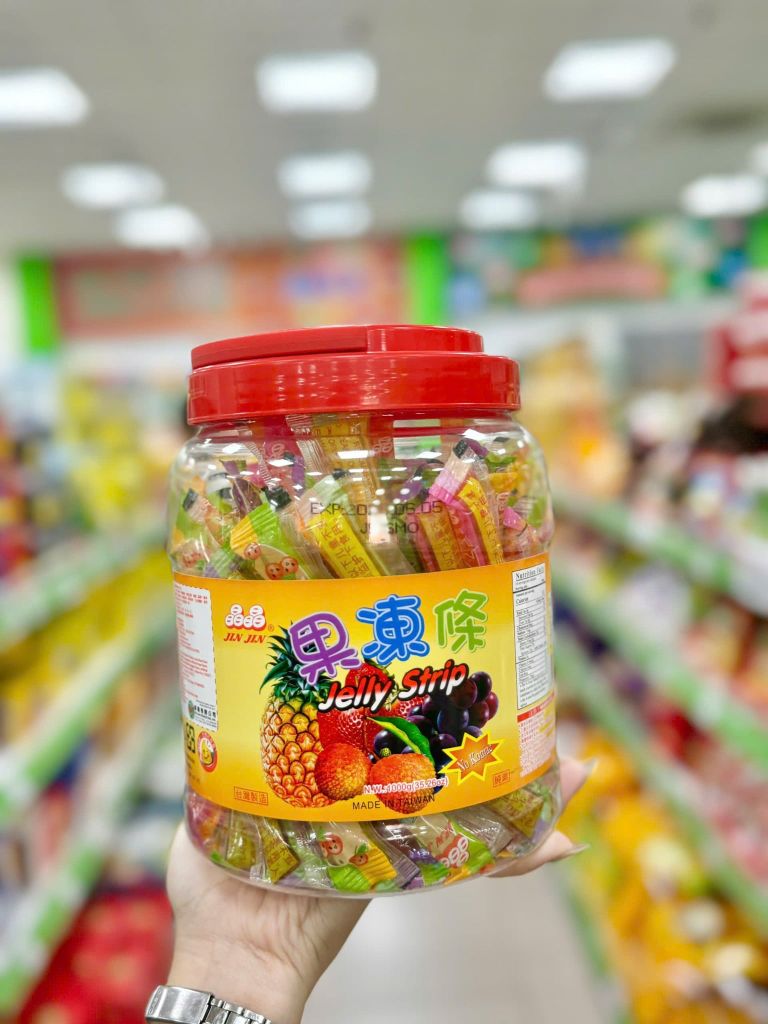 Hũ Thạch Trái Cây Jinjin Jelly Strip - Hộp 1000g