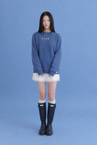  Áo tay dài cổ tròn phối chữ Dark Blue Love Yourself Long Sleeves Tee 