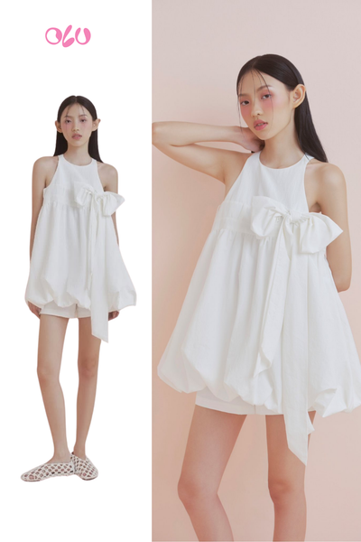  White Bow Babydoll Set 