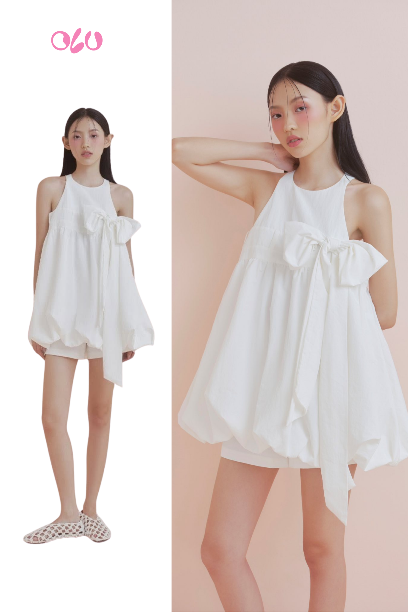 White Bow Babydoll Set