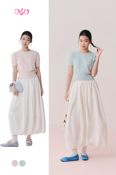  Áo Fuzzy Knit Round Neck Top nhiều màu 