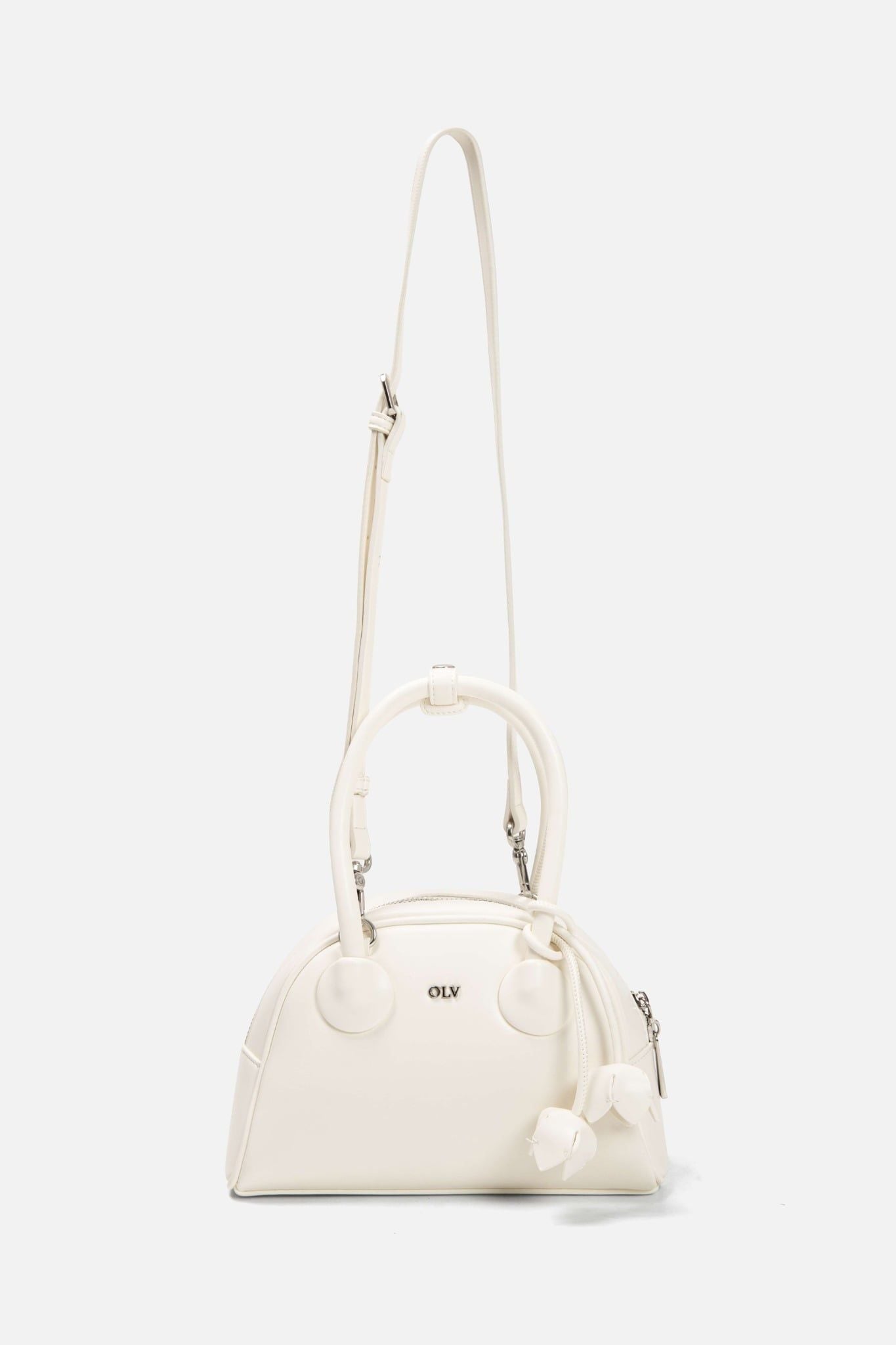 Túi da phom vòm màu trắng White Leather Dome Bag