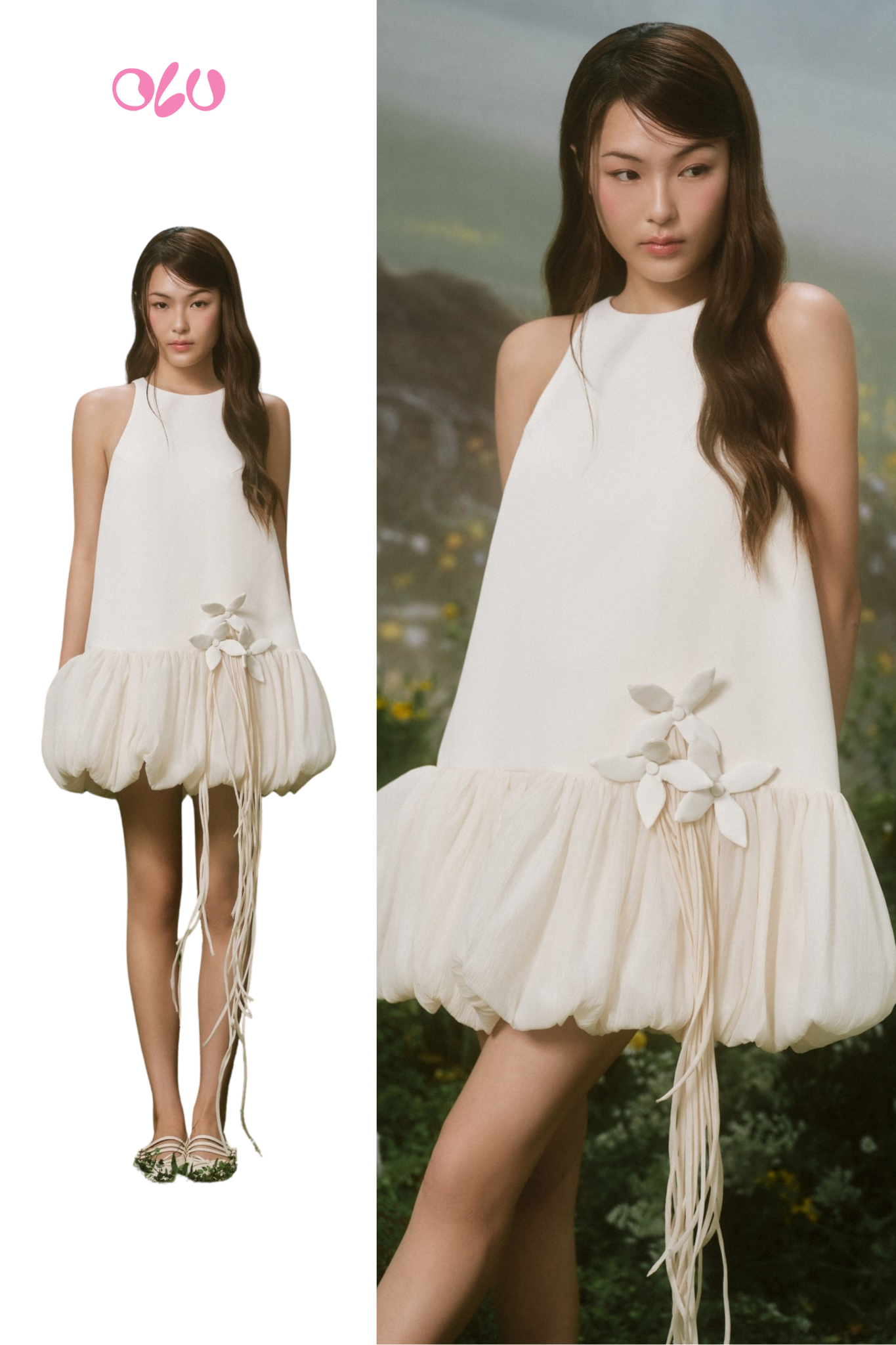 Ivory Fleur Puff Mini Dress