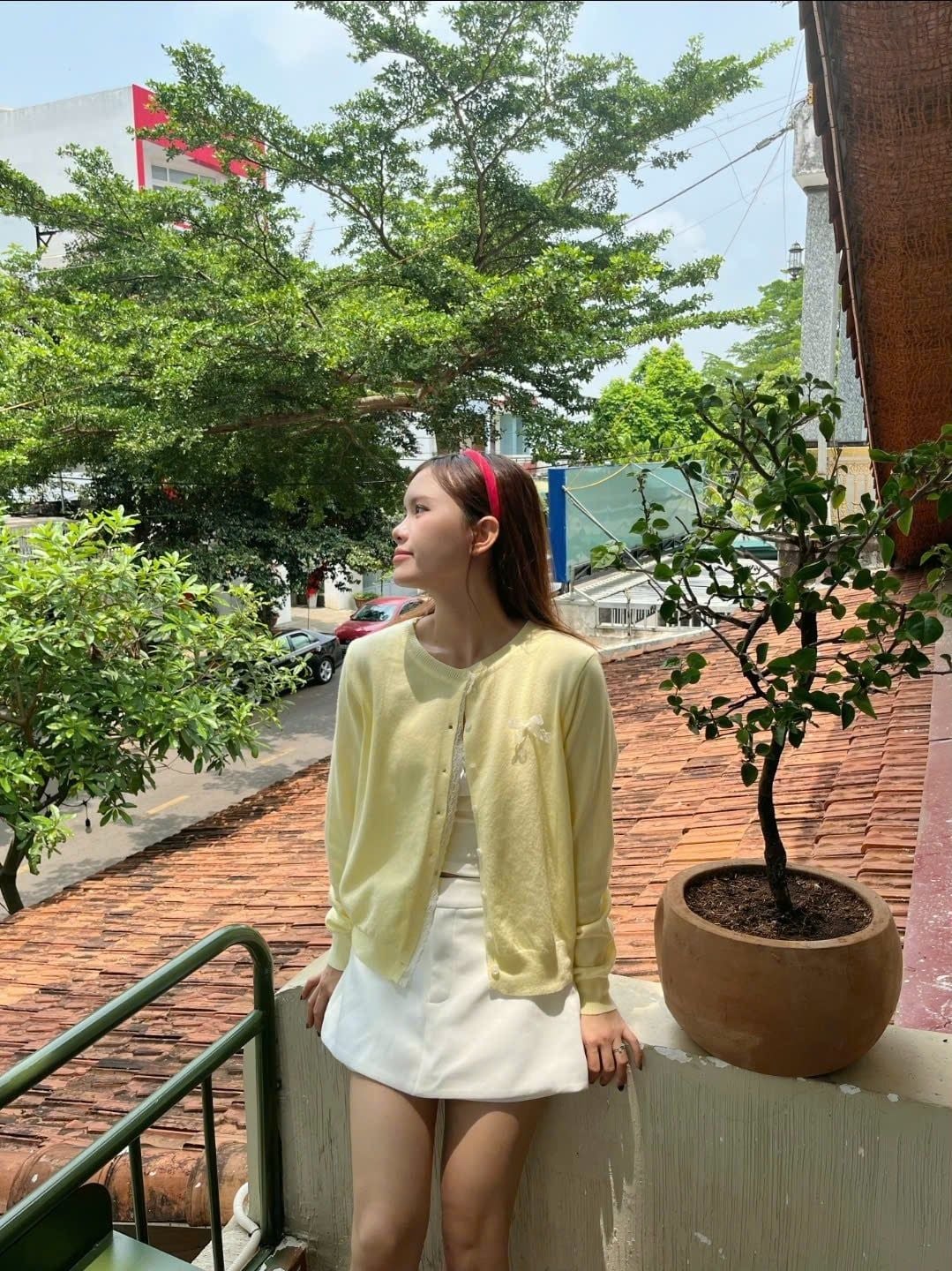 Áo len cardigan Knit Round Neck Top nhiều màu