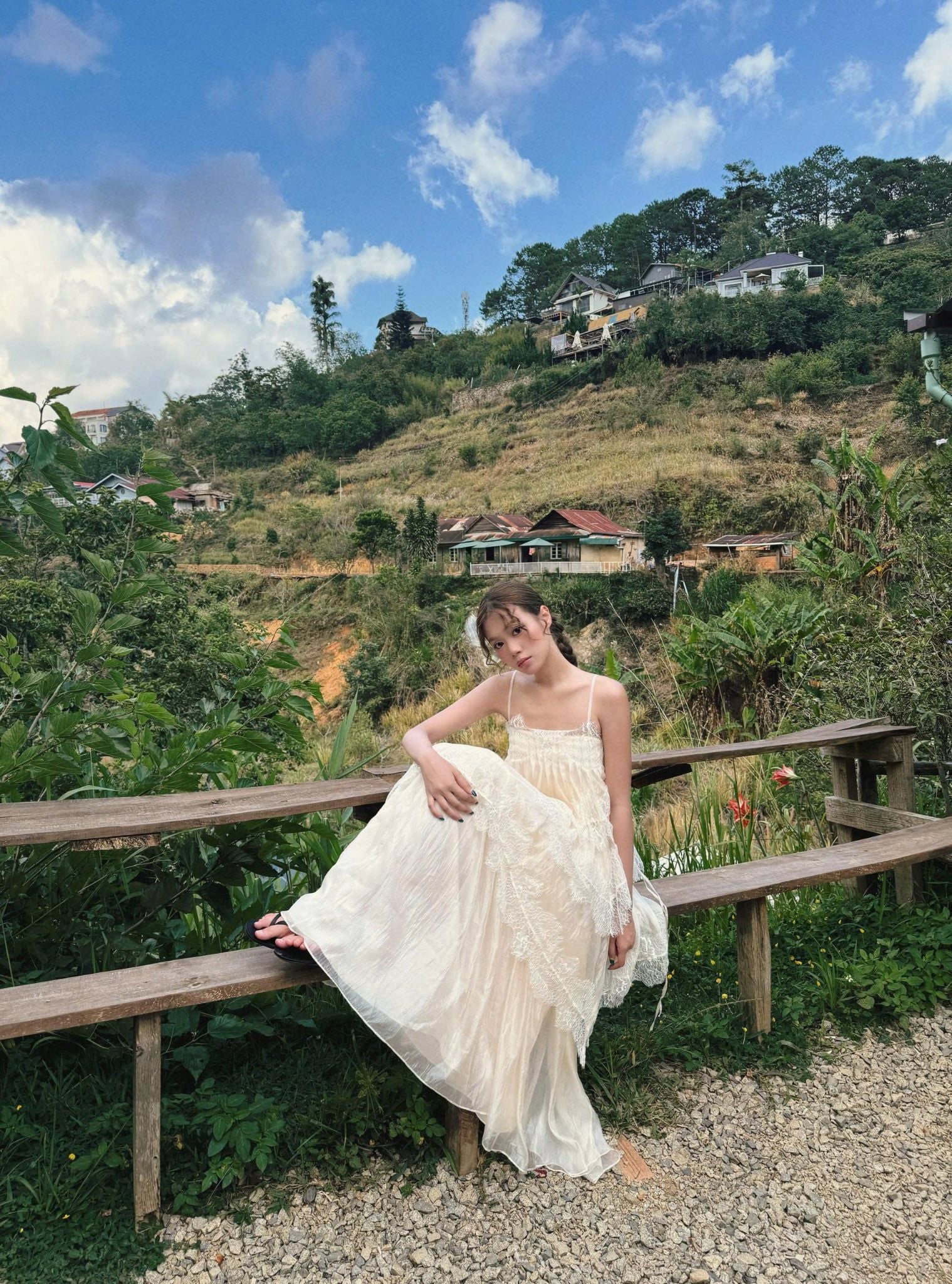 Váy maxi 2 dây Lace Chiffon Tiered Layered Maxi Dress nhiều màu