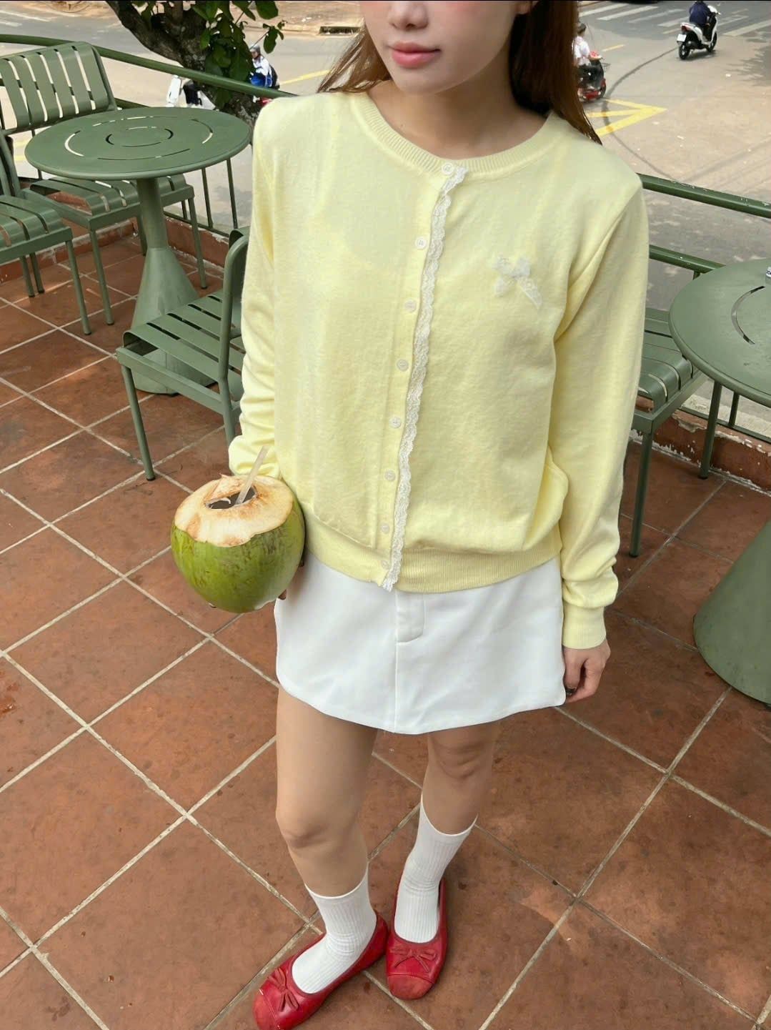 Áo len cardigan Knit Round Neck Top nhiều màu