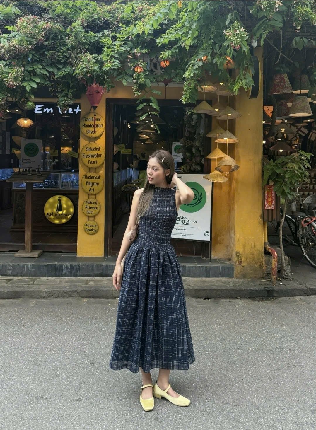 Đầm maxi cổ tròn Checked Sleeveless Round Neck Maxi Dress nhiều màu