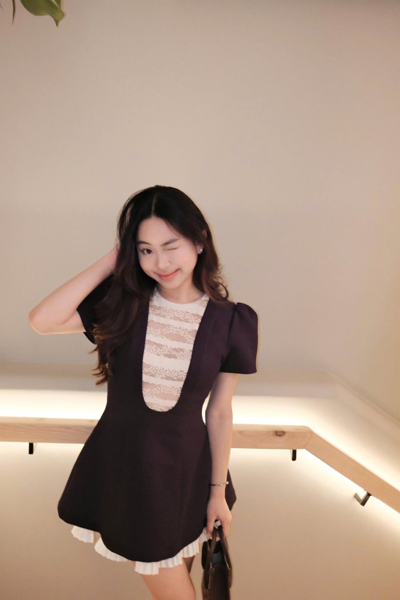 Đầm chiết eo A Line White Layered Mini Dress nhiều màu