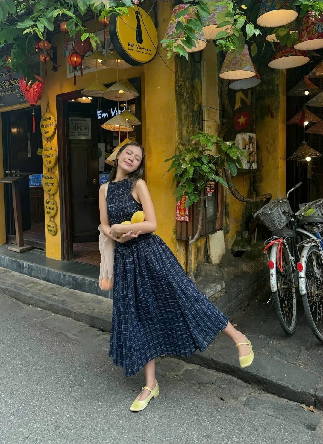 Đầm maxi cổ tròn Checked Sleeveless Round Neck Maxi Dress nhiều màu
