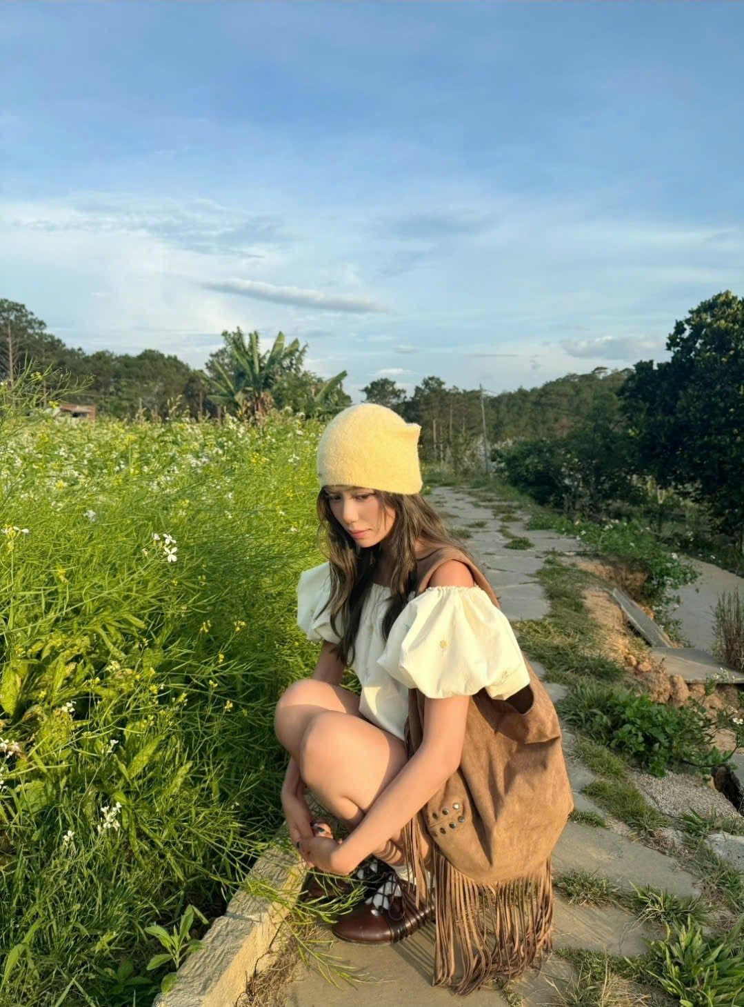 Váy Butter Fleur Off Shoulder Mini Puff Dress