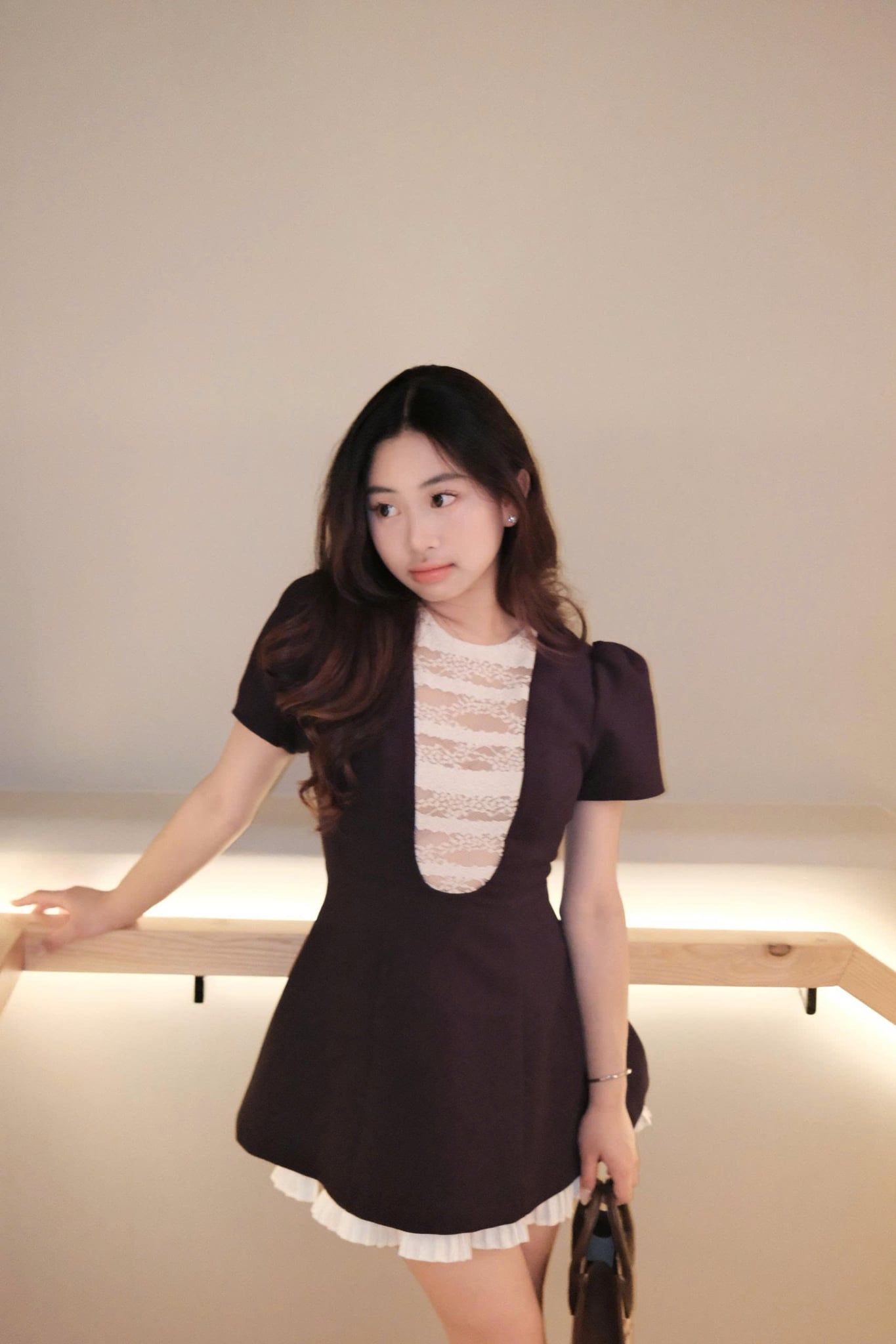 Đầm chiết eo A Line White Layered Mini Dress nhiều màu