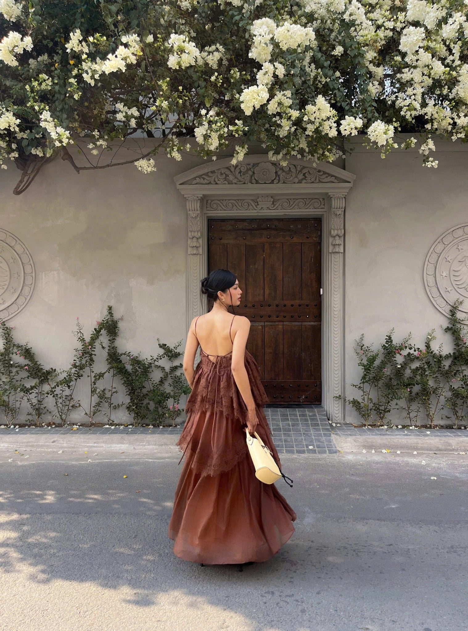 Váy maxi 2 dây Lace Chiffon Tiered Layered Maxi Dress nhiều màu