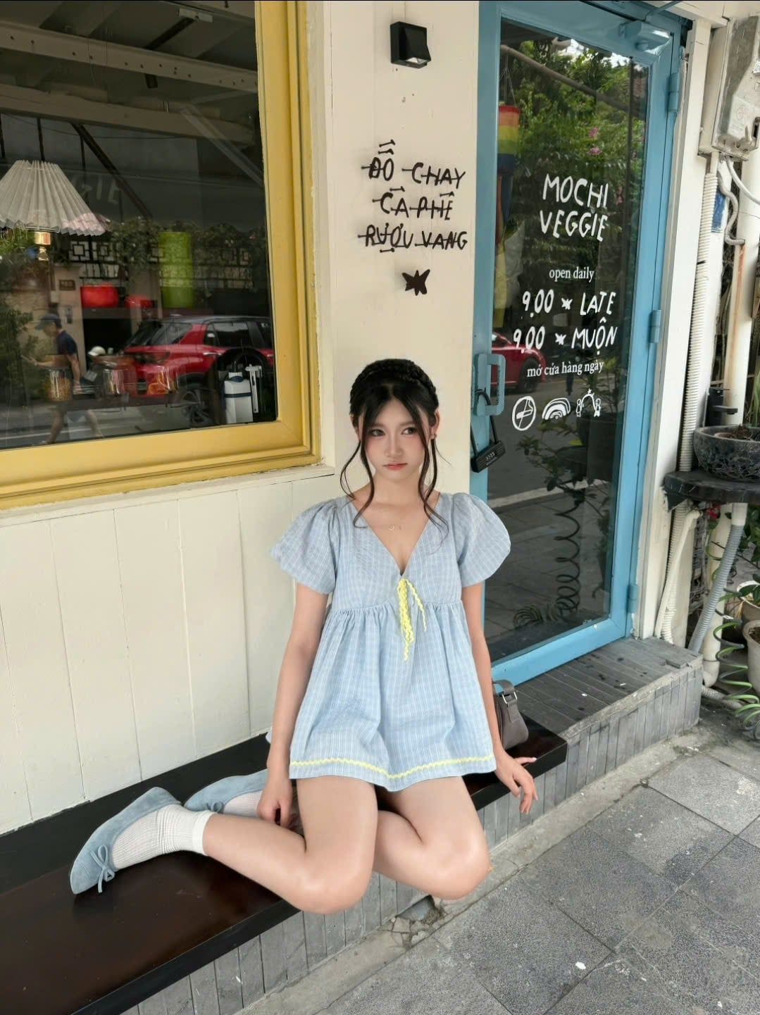 Áo babydoll Butter V Neck Puff Sleeve Babydoll Top nhiều màu
