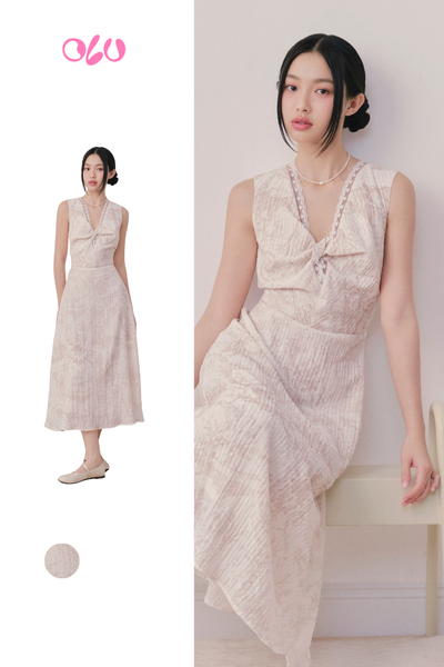  Ivory Marble Maxi Dress 