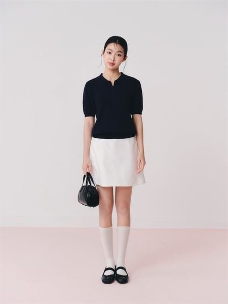 Chân váy chữ A White Cotton A Line Skirt