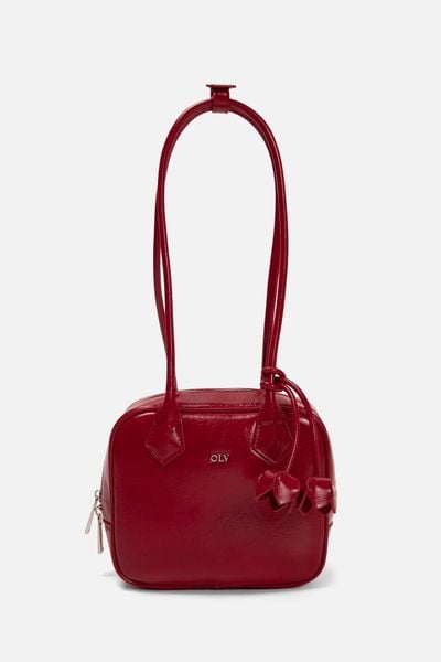  Túi xách da bóng dây hoa Glossy Leather Hand Bag 