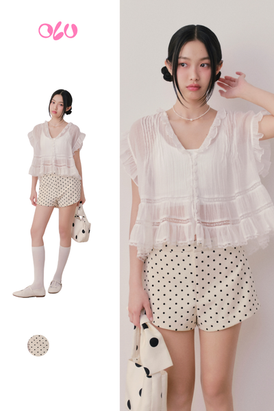  Quần Beige Kaki Polka Dot Shorts 