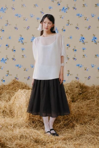  Chân váy tơ dài Black Celeste Maxi Sheer Skirt 