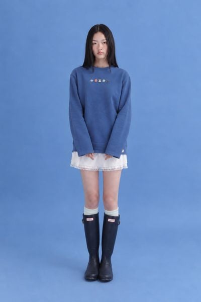  Áo tay dài cổ tròn phối chữ Dark Blue Love Yourself Long Sleeves Tee 