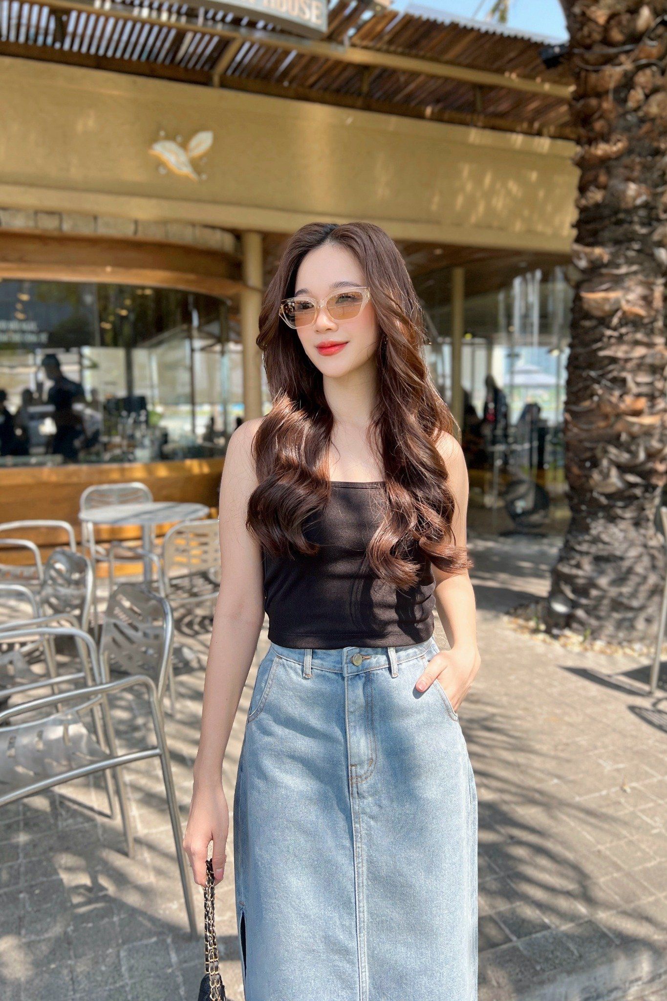 Áo Basic Cami Top in Black