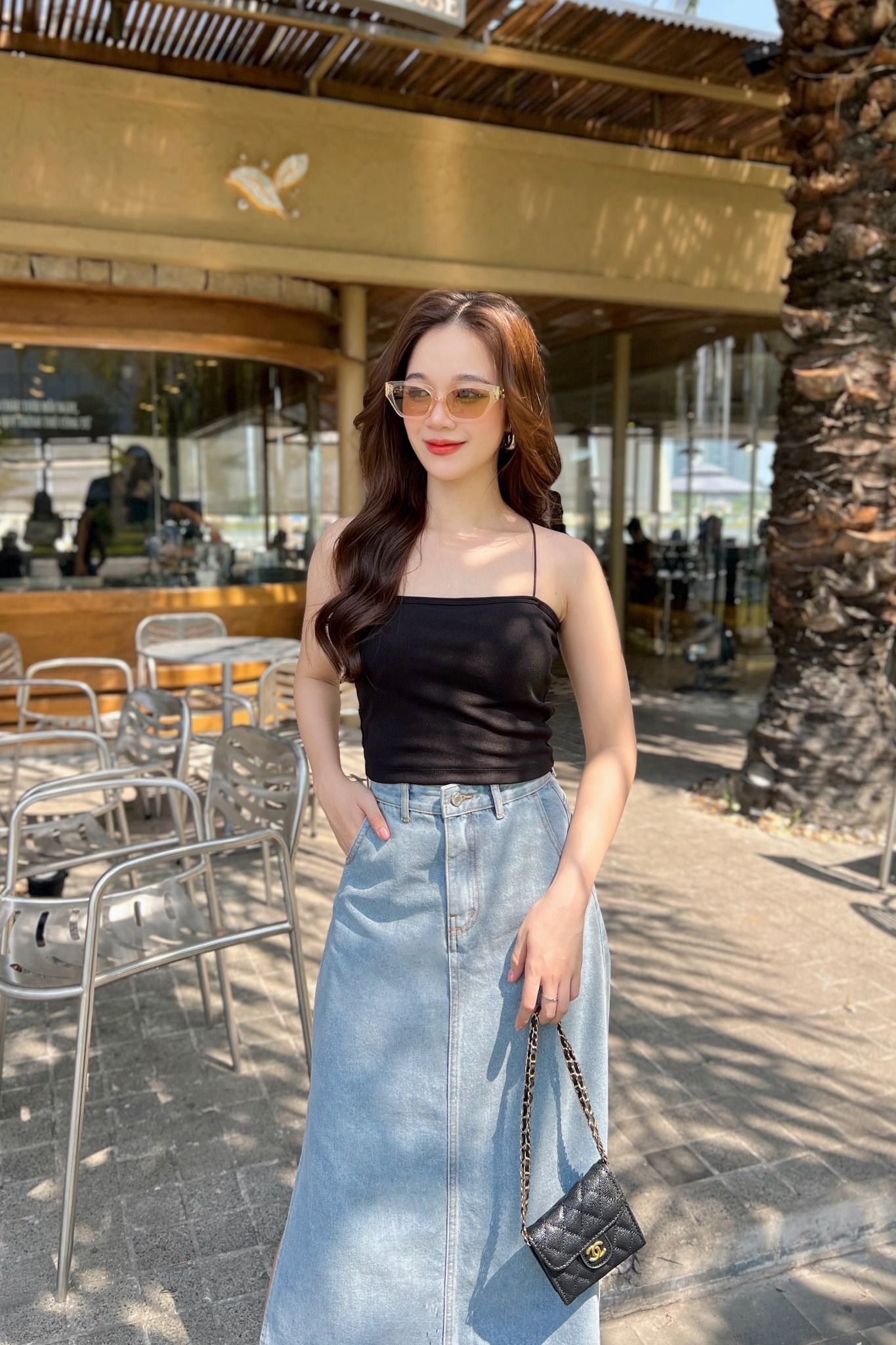 Áo Basic Cami Top in Black
