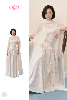  Cream Lace Strappy Maxi Dress 