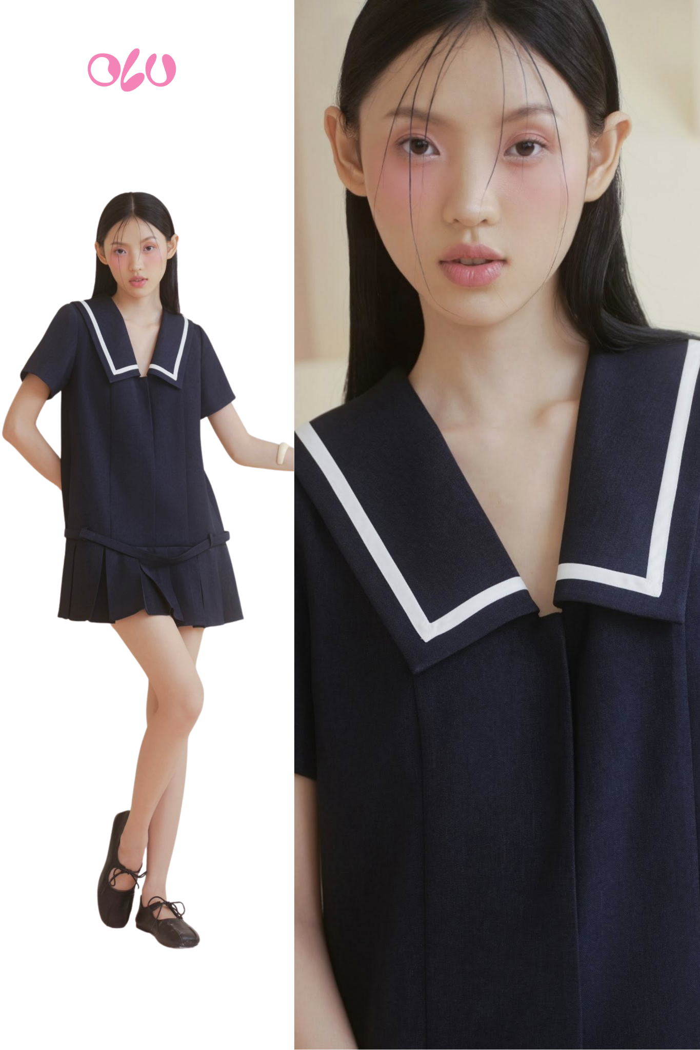 Navy Babydoll Sailor Dress