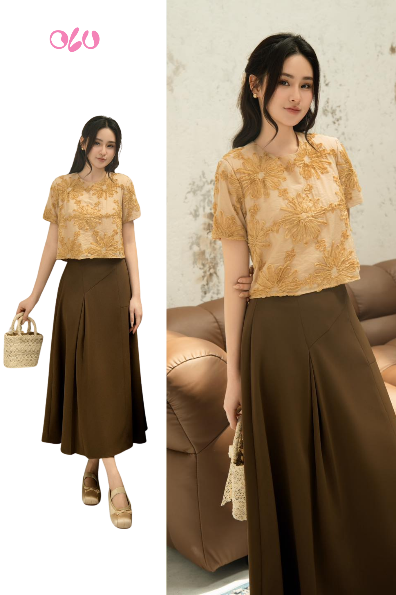 Chân váy Larisa Skirt in Brown