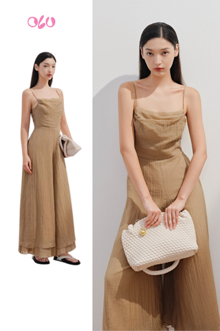 Jumpsuit liền thân hai dây quần ống rộng Tamrie