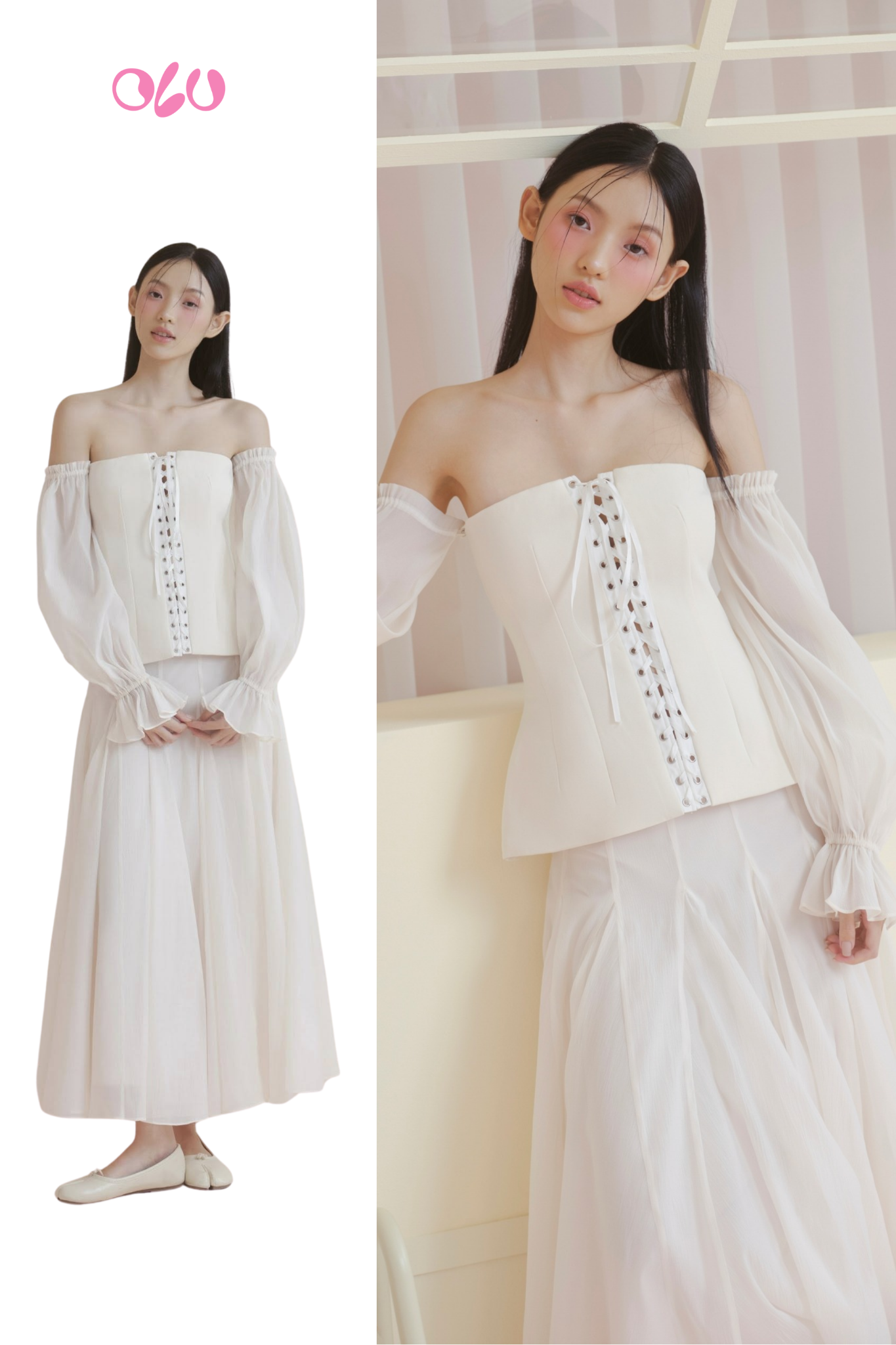 Chân váy Ivory Chiffon Layered Skirt