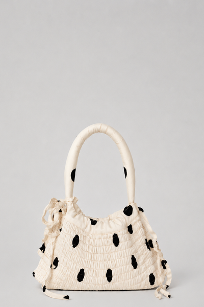  Túi xách vải chấm bi Cream Dot Silky Hand Bag 