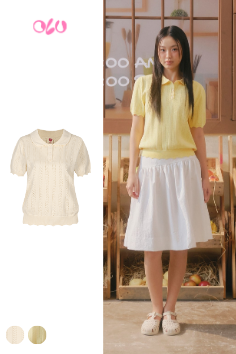  Áo Polo Knit Ribbed Top 2 màu 