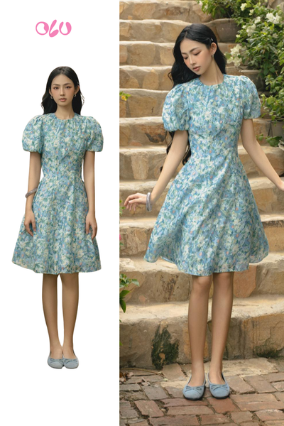  Jenesi Floral Dress in Blue 