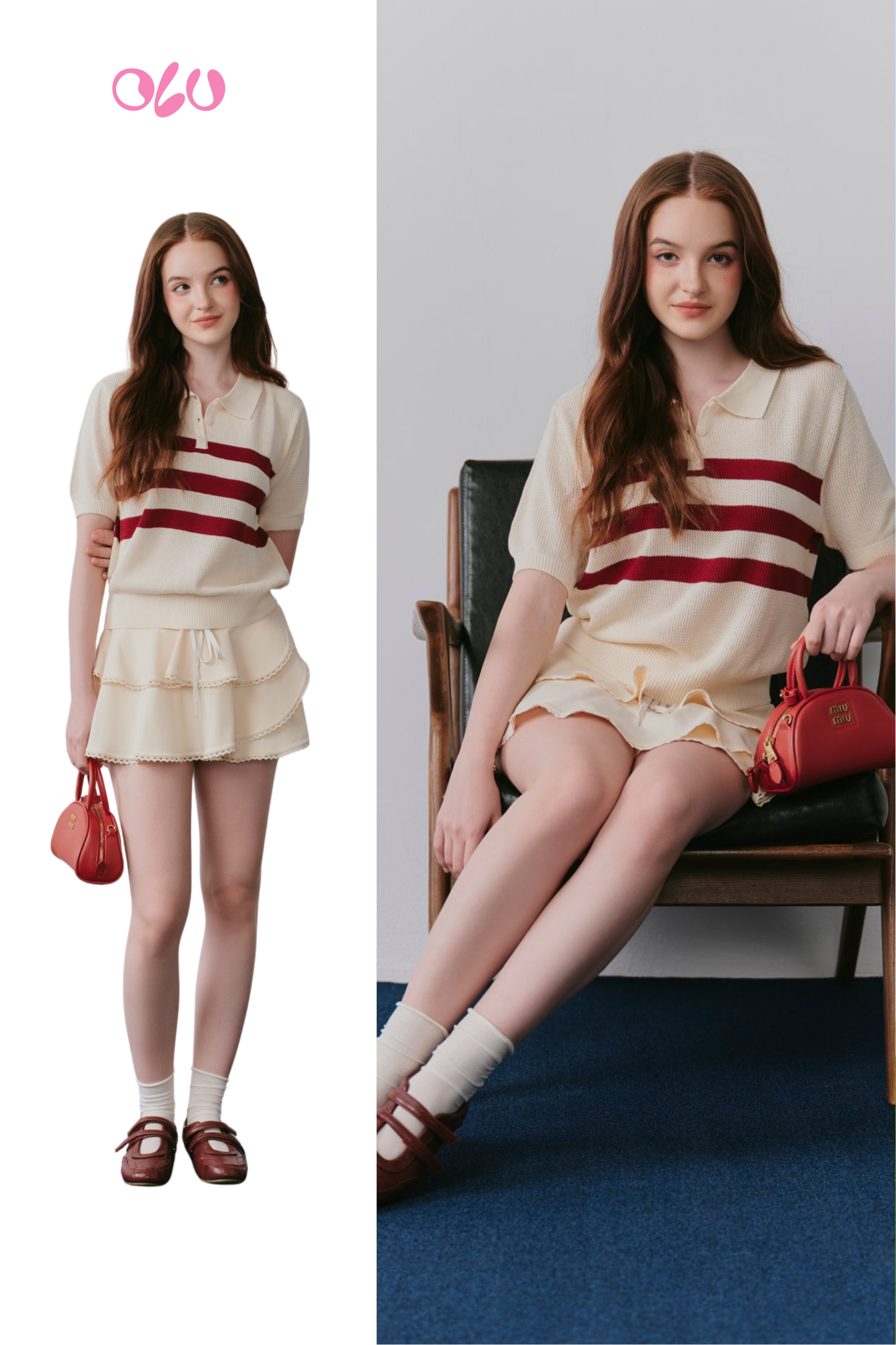 Áo Calais Red Striped Top