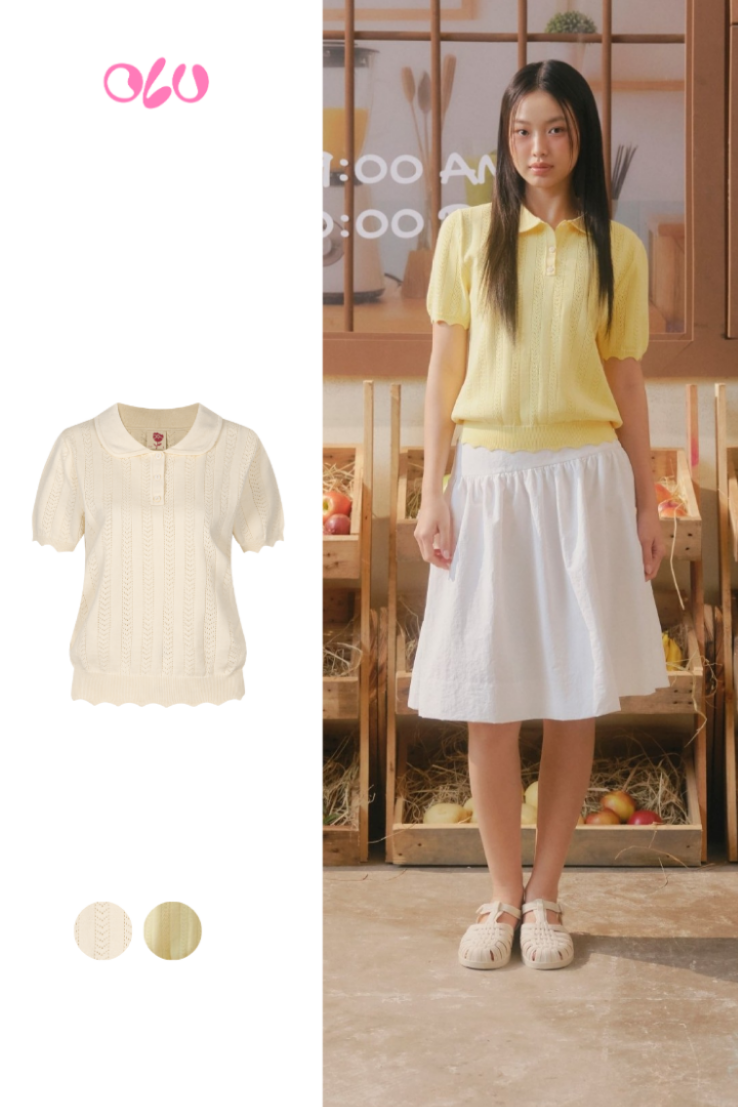 Áo Polo Knit Ribbed Top nhiều màu