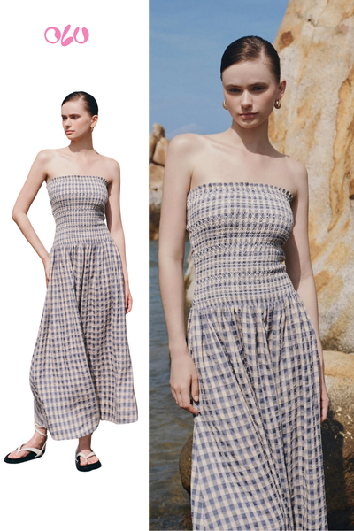  Blue Striped Cup Maxi Dress 