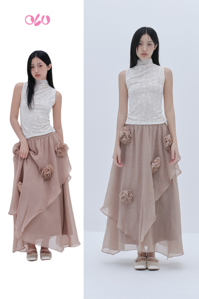  Tan Fleur Mesh Cup Dress 