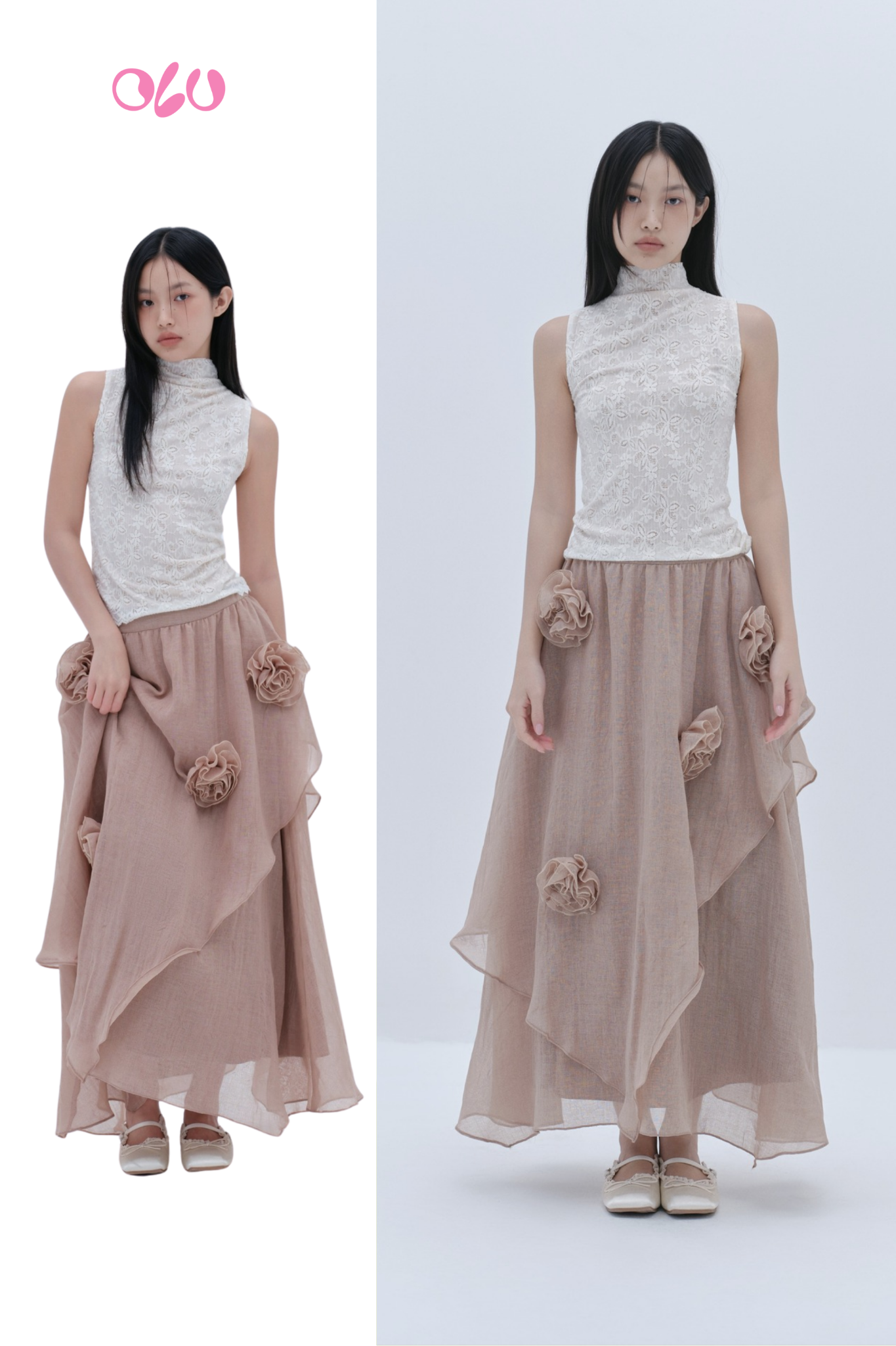 Tan Fleur Mesh Cup Dress