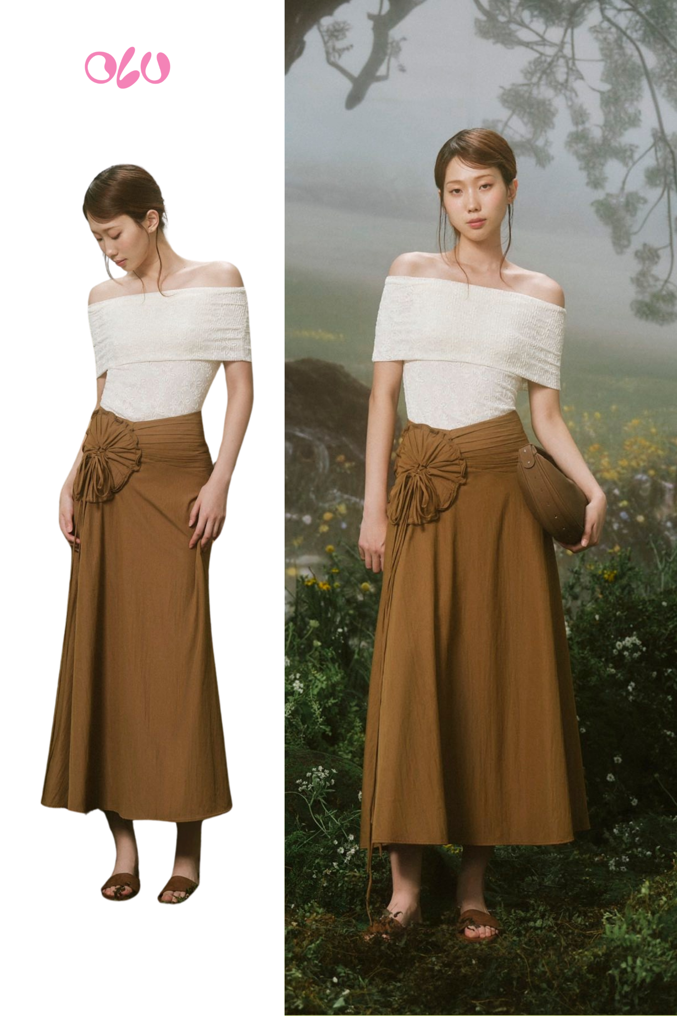 Chân váy Brown Parachute Bowy Skirt
