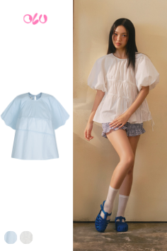  Áo Babydoll Puff Sleeve Shirt nhiều màu 