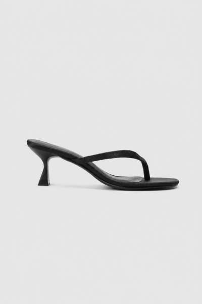  Giày cao gót xỏ ngón Black Slim Low Slip On Heels 