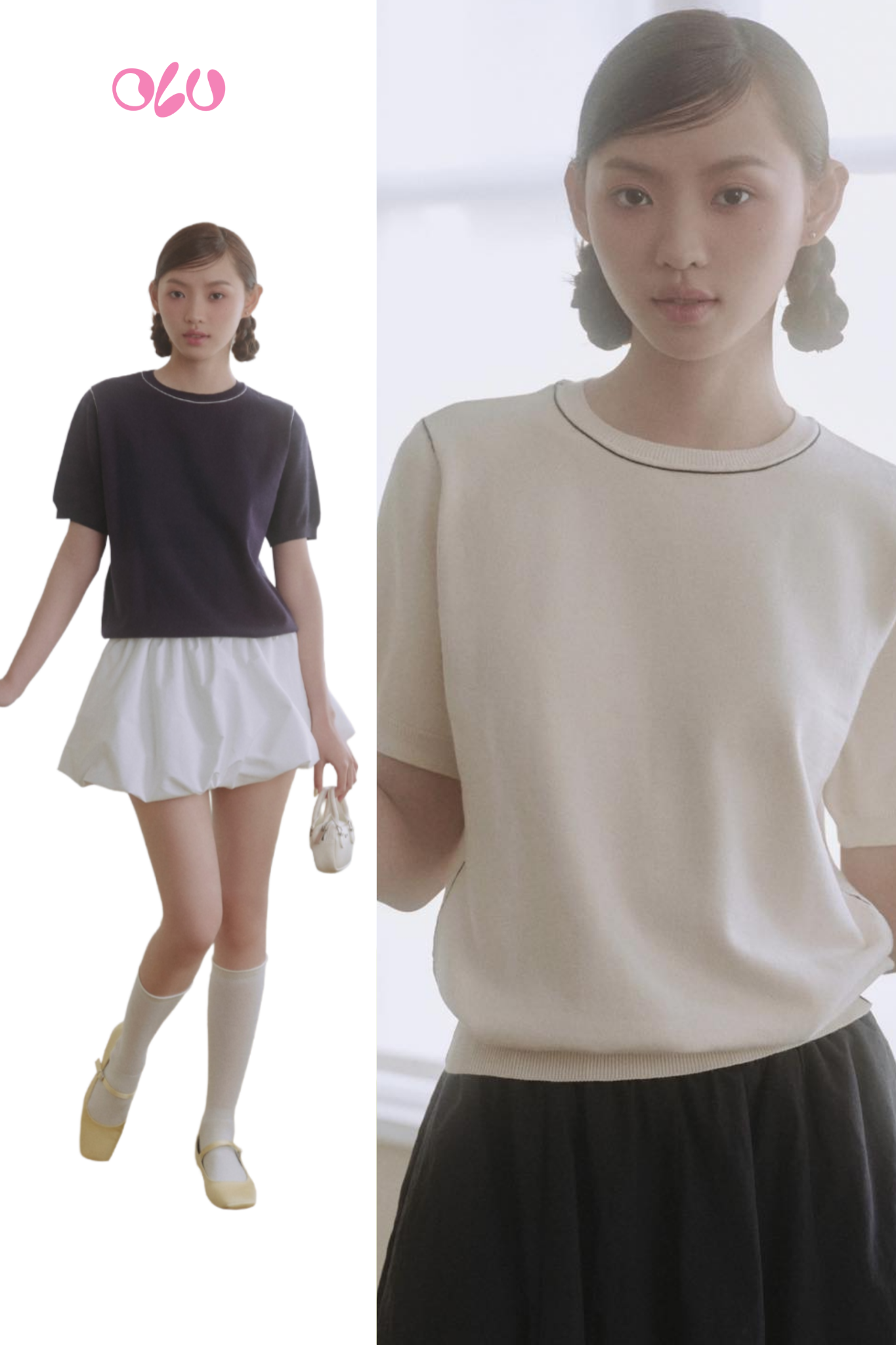 Áo Line Round Neck Knit Top nhiều màu
