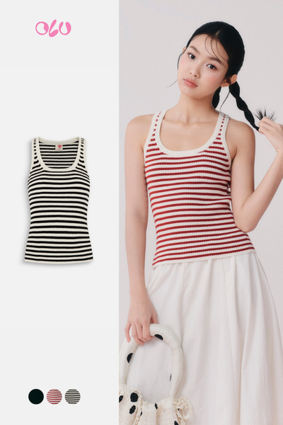  Áo Striped Ribbed Knit Tank Top nhiều màu 