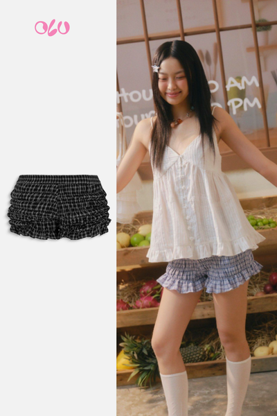  Quần Cotton Checked Ruffle Shorts nhiều màu 