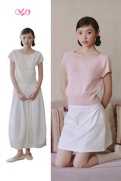  Áo Peony Round Neck Knit Top nhiều màu 