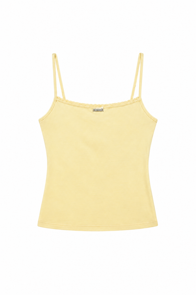  Áo hai dây kiểu Yellow Plain Ruched Cami Top 
