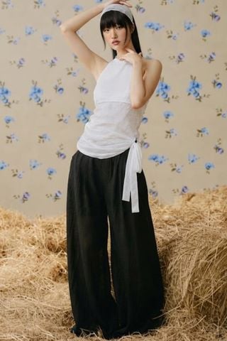 Quần dài suông Black Flowing Wide Leg Pants