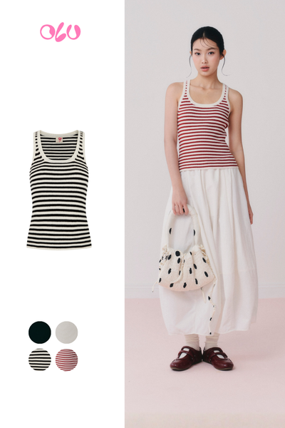  Áo Striped Ribbed Knit Tank Top nhiều màu 