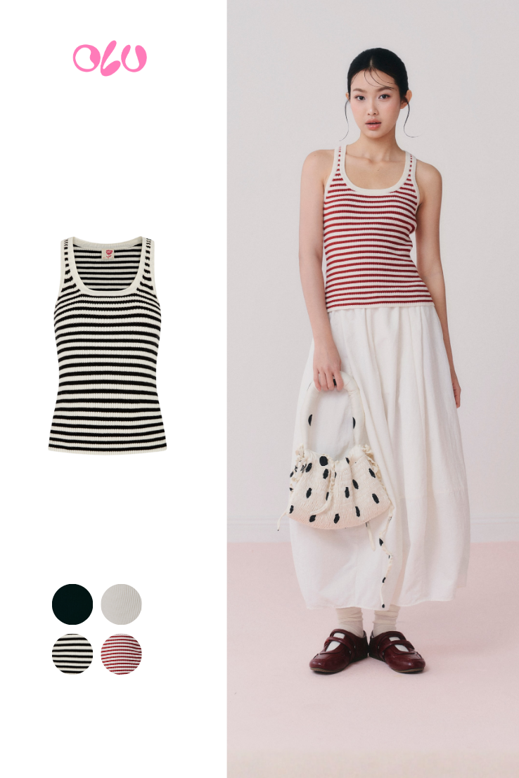 Áo Striped Ribbed Knit Tank Top nhiều màu