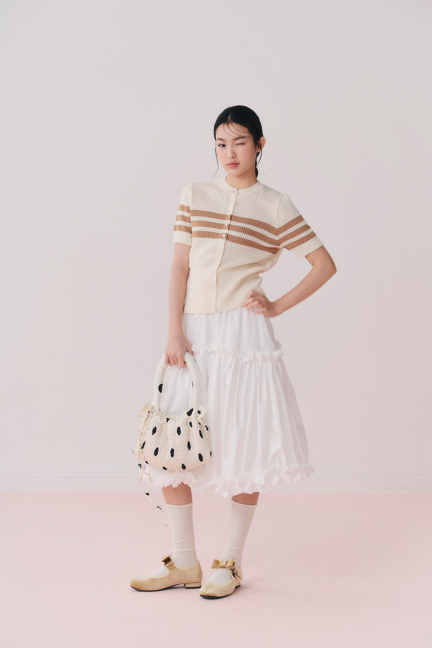 Túi xách vải chấm bi Cream Dot Silky Hand Bag